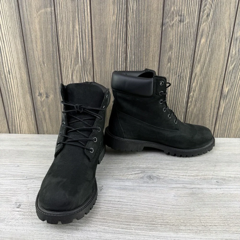 Timberland Junior Size 7 Boots 6-Inch Premium Waterproof Black Nubuck 12907